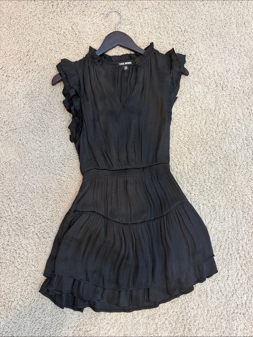 Steve Madden Black Ruffled Mini Dress